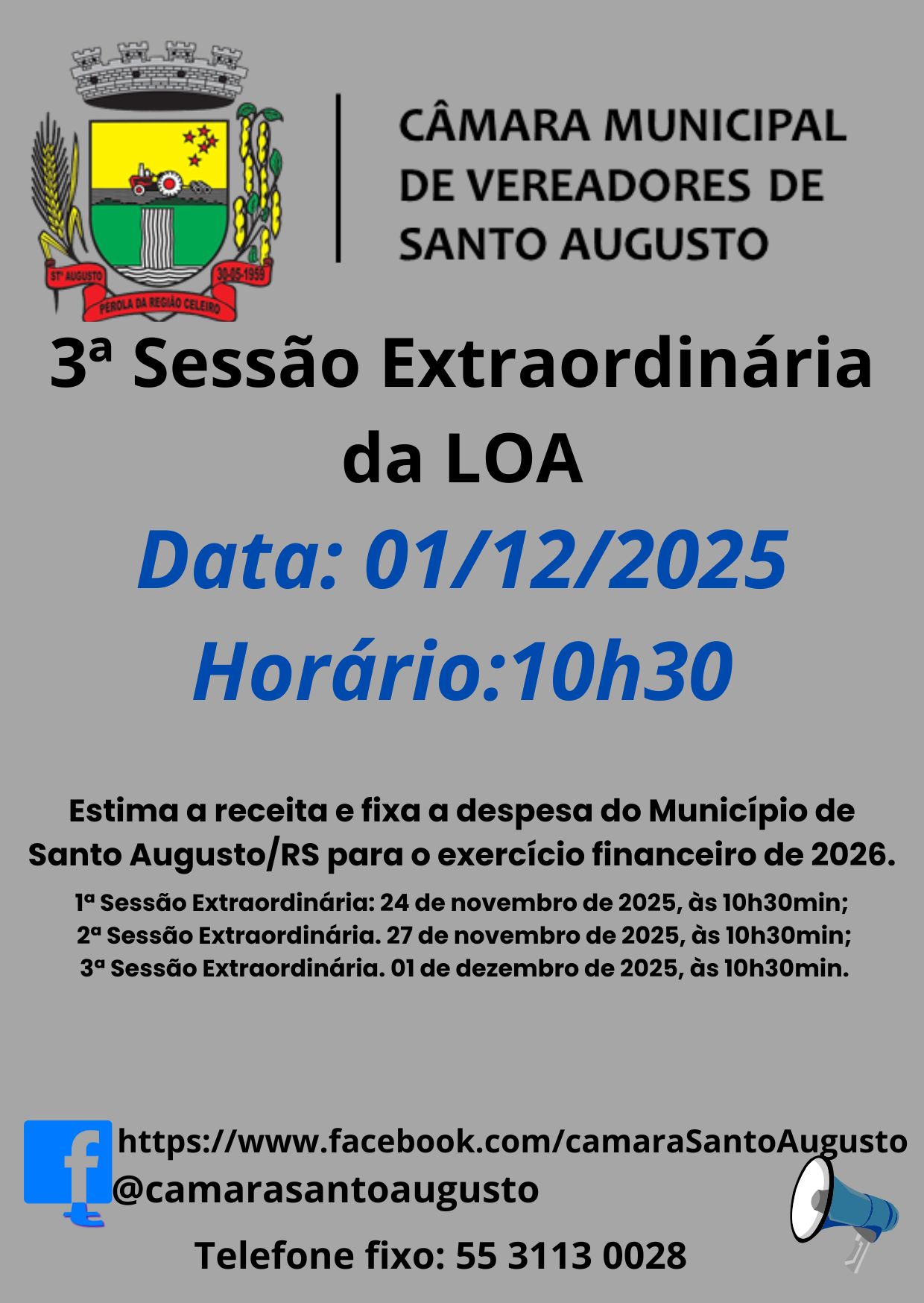 3ª Sessão Extraordinária da LOA