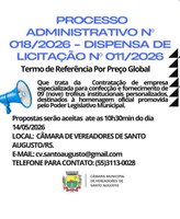 Aviso de Dispensa de Licitação 011/2026