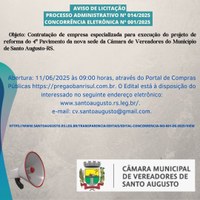 AVISO DE LICITAÇÃO Processo Administrativo nº 014/2025 Concorrência Eletrônica Nº 001/2025 