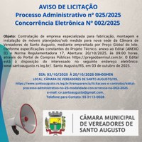 AVISO DE LICITAÇÃO Processo Administrativo nº 025/2025 Concorrência Eletrônica Nº 002/2025 