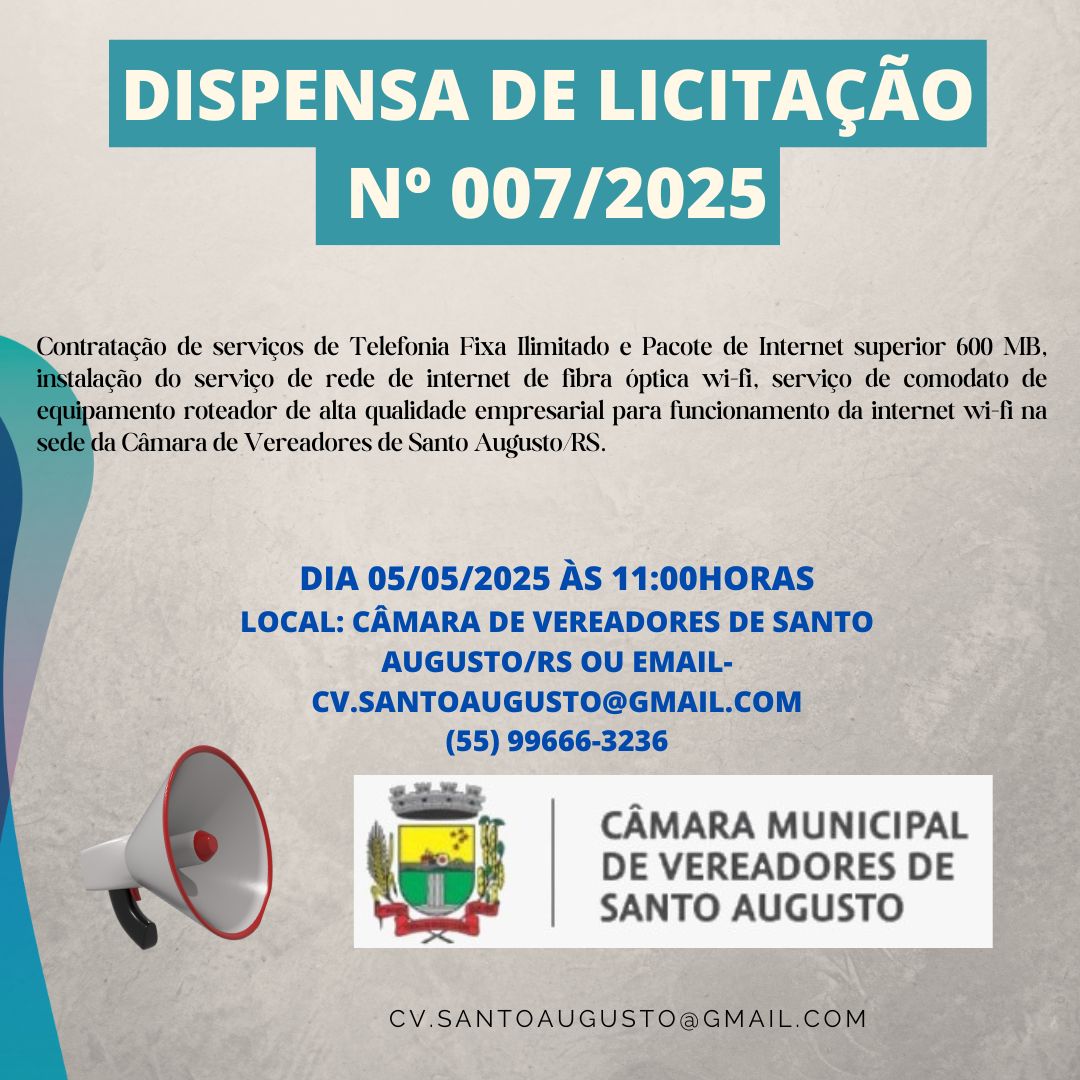 Dispensa de Licitação nº 007/2025