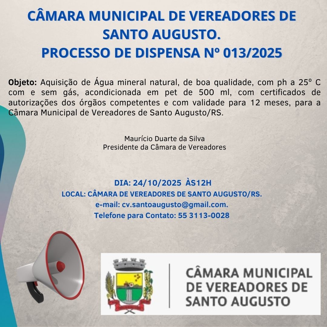 Dispensa de Licitação nº 13/2025.