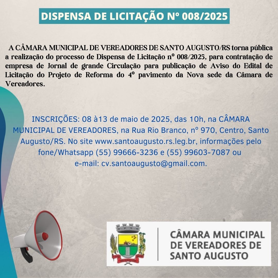 Dispesa de Licitação nº 008/2025 