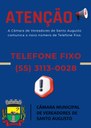 Novo número de Telefone Fixo da Câmara de Vereadores de Santo Augusto