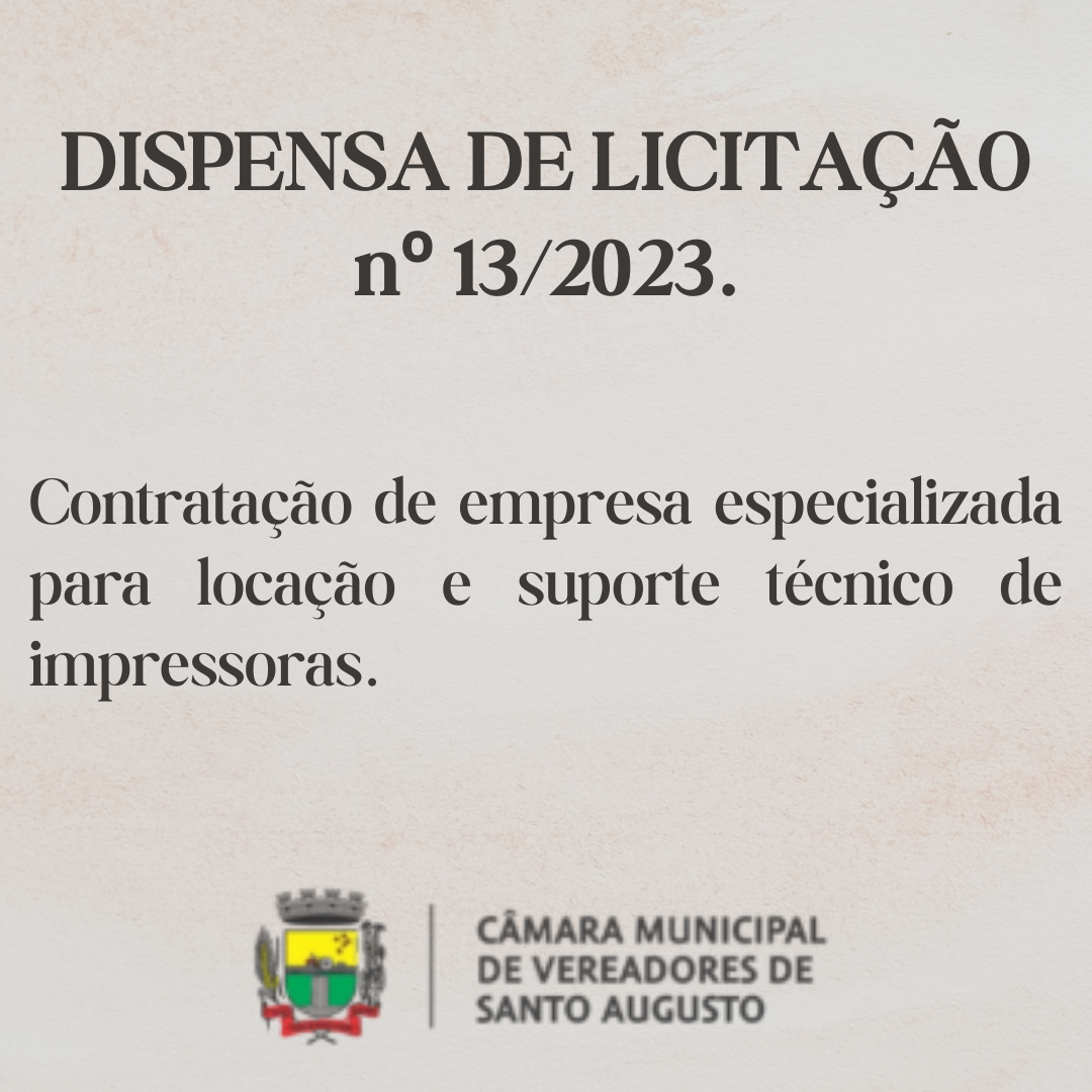 Processo de Dispensa de Licitação nº 13/2023.