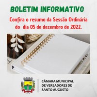 SESSÃO ORDINÁRIA DE 05 DE DEZEMBRO DE 2022